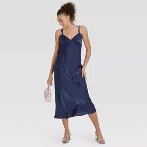 Wild Fable Blue Iridescent Slip Dress Size M
